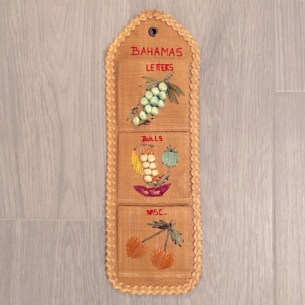Vintage Handmade Tropical Mail Organizer